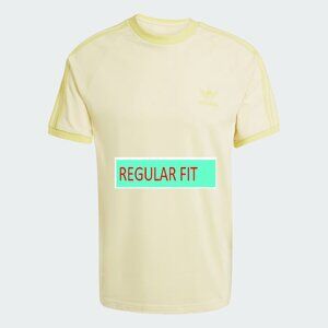 Adidas Classics Original 3 Stripes Tee Shirt Trefoil Retro Yellow Powder Stripes